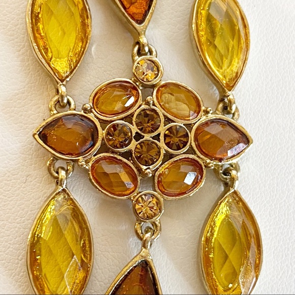 Vintage Costume Bracelet Amber Citrine Color - Picture 3 of 9